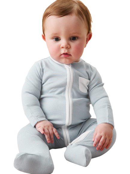 MORI Baby Clever Zip Sleepsuit, Blue - view 2, Blue