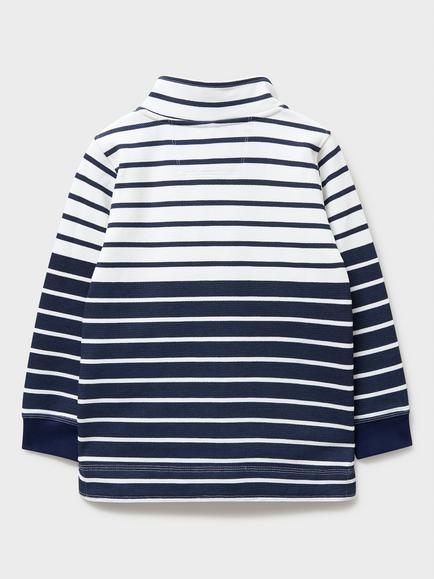 Crew Clothing Kids' Padstow Cotton Jersey Stripe Sweatshirt, Navy Blue - view 2, Navy Blue