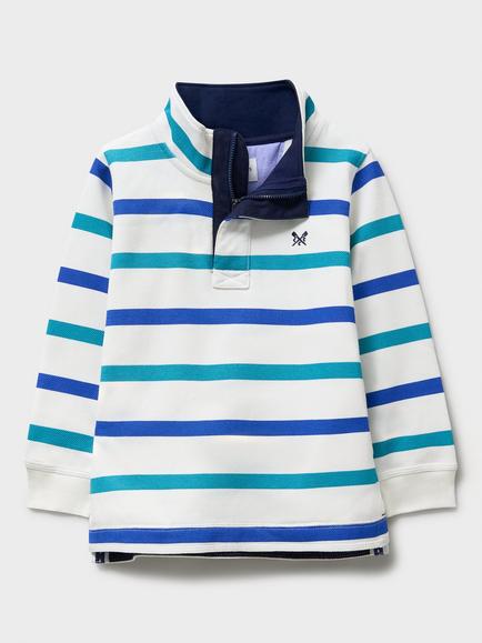 Crew Clothing Kids' Padstow Long Sleeve Sweatshirt, White/Blue - view 2, White/Blue