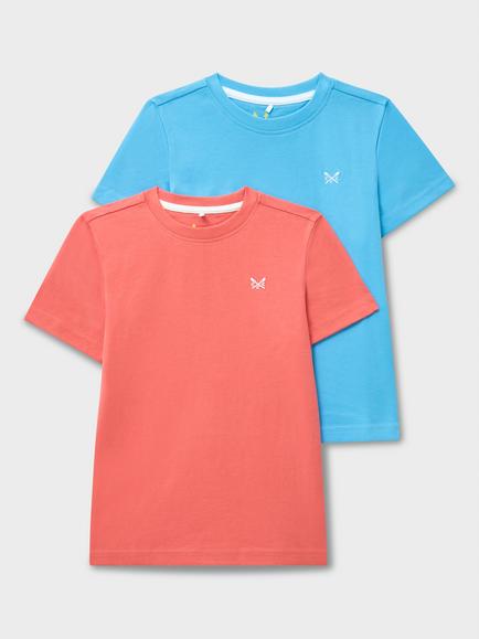 Crew Clothing Kids' Cotton Plain T-Shirt, Pack of 2, Airforce Blue, Airforce Blue