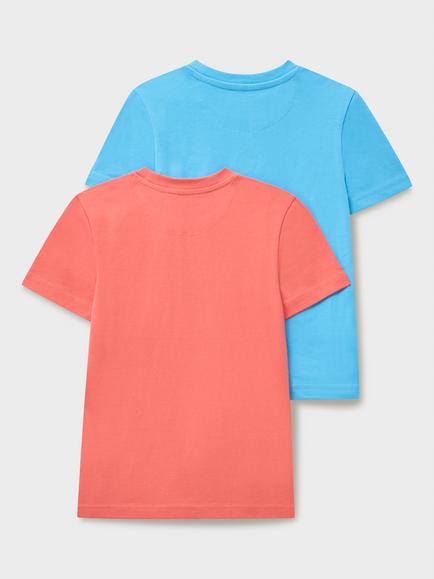 Crew Clothing Kids' Cotton Plain T-Shirt, Pack of 2, Airforce Blue - view 2, Airforce Blue