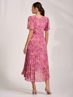 Jolie Moi Wrap Neck Chiffon Maxi Dress, Pink Abstract - view 2, Pink Abstract
