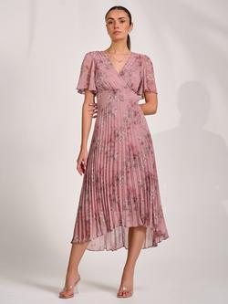 Jolie Moi Wrap Neck Chiffon Maxi Dress, Pink Floral, Pink Floral
