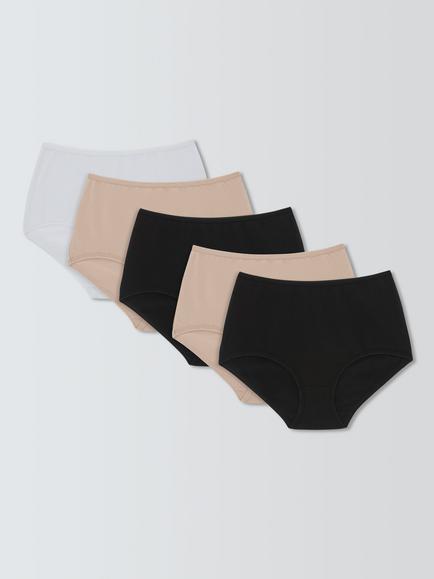 John Lewis Cotton Rich Full Briefs, Pack of 5, Multi, Multi