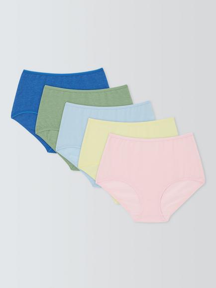 John Lewis Marl Full Briefs, Pack of 5, Blue/Yellow Mix, Blue/Yellow Mix
