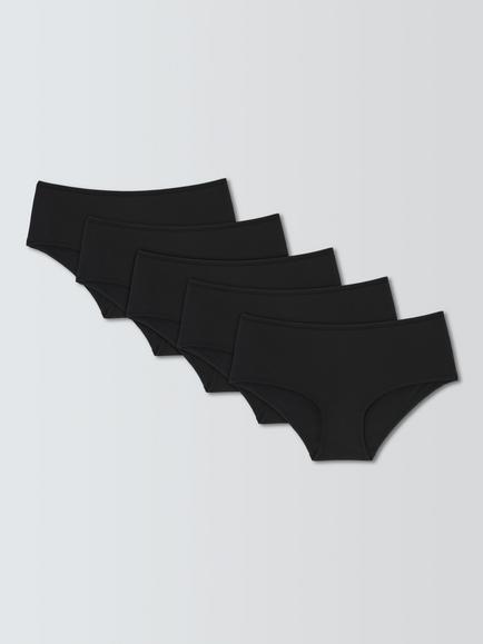John Lewis Microfibre Shorty Knickers, Pack of 5, Black, Black