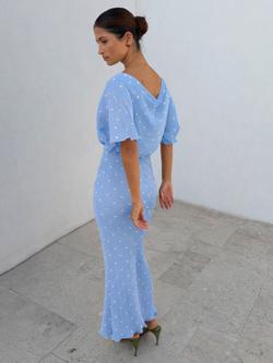 Never Fully Dressed Tilly Fleck Print Dress, Light Blue - view 2, Light Blue