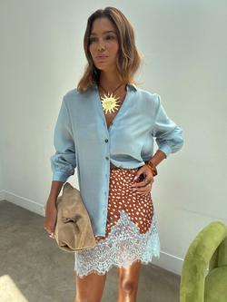 Never Fully Dressed Miley Puff Sleeve Shirt, Blue, Blue