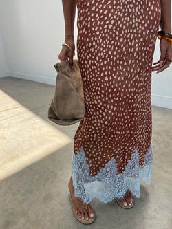 Never Fully Dressed Maeva Deer Print Maxi Skirt containing LENZING™ ECOVERO™ Viscose, Brown - view 2, Brown