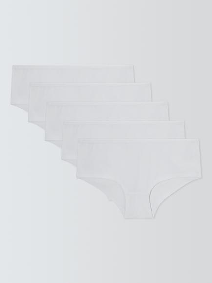 John Lewis Cotton Rich Shorty Knickers, Pack of 5, White, White