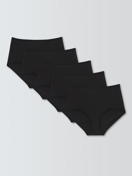 John Lewis Microfibre Full Briefs, Pack of 5, Black, Black