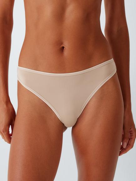 John Lewis Microfibre Thong, Pack of 5, Almond - view 2, Almond
