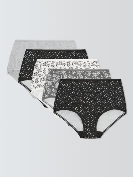 John Lewis Spots Print Cotton Rich Full Briefs, Pack of 5, Multi, Multi