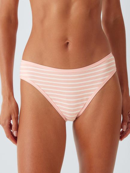 John Lewis Stripe Print Cotton Rich Bikini Knickers, Pack of 5, Multi - view 2, Multi