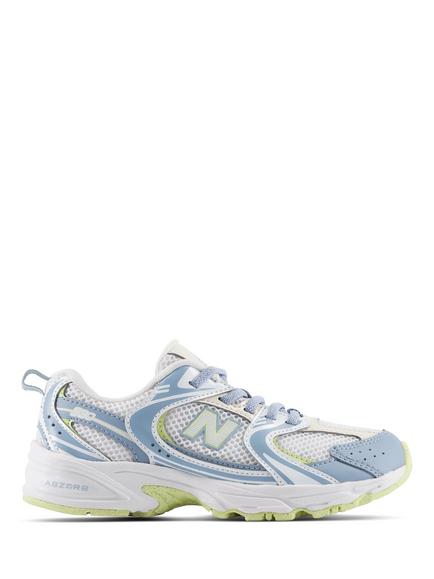New Balance Kids' 530 Bungee Lace Trainers, Gry/Wh/Yl/Bl, Gry/Wh/Yl/Bl