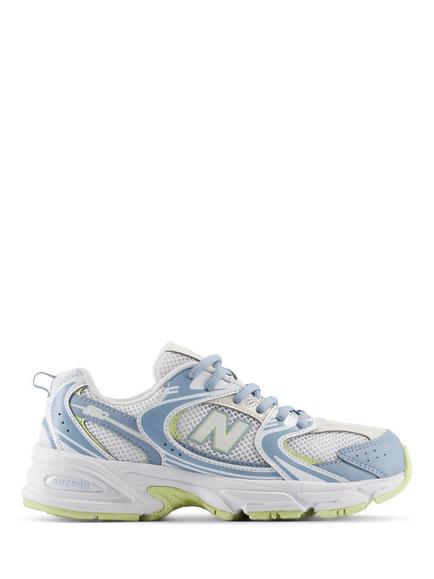 New Balance Kids' 530 Bungee Lace Trainers, Gry/Wh/Yl/Bl, Gry/Wh/Yl/Bl