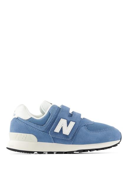 New Balance Kids' 574 Hook-and-Loop Suede Trainers, Heron Blue, Heron Blue