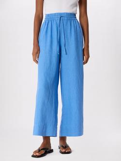 Whistles Elastic Waist Pure Linen Trousers, Blue