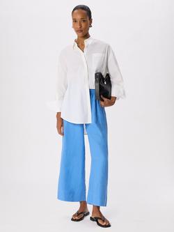 Whistles Elastic Waist Pure Linen Trousers - view 2, Blue