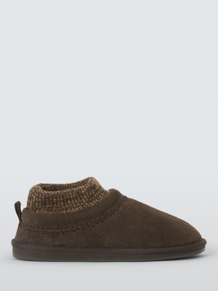 John Lewis Barra Cuffed Slippers, Chocolate, Chocolate