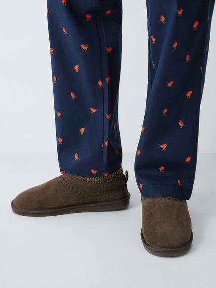 John Lewis Barra Cuffed Slippers, Chocolate - view 2, Chocolate
