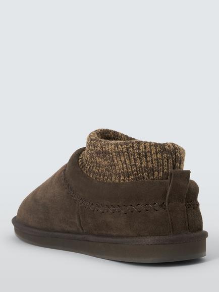 John Lewis Barra Cuffed Slippers, Chocolate - view 2, Chocolate