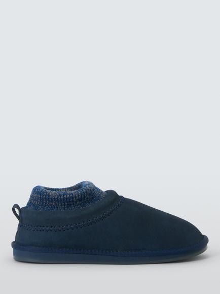 John Lewis Barra Cuffed Slippers, Navy, Navy