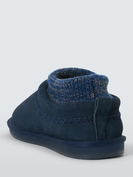 John Lewis Barra Cuffed Slippers, Navy - view 2, Navy