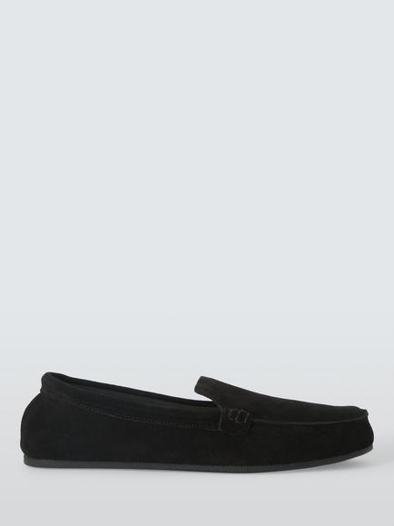 John Lewis Lismore Suede Slippers, Black, Black