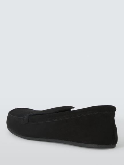 John Lewis Lismore Suede Slippers, Black - view 2, Black