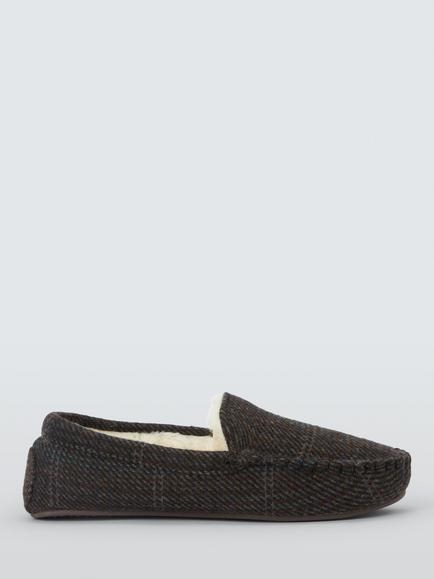 John Lewis Orkney Slippers, Blue Tweed, Blue Tweed
