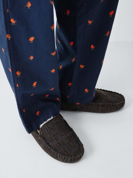 John Lewis Orkney Slippers, Blue Tweed - view 2, Blue Tweed