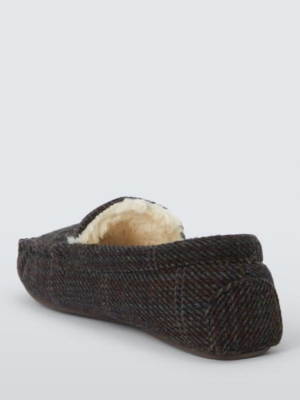 John Lewis Orkney Slippers, Blue Tweed - view 2, Blue Tweed