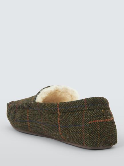 John Lewis Orkney Slippers, Green Tweed - view 2, Green Tweed