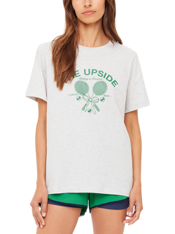 THE UPSIDE Casey Making a Racquet Cotton Jersey T-Shirt, Grey/Green, Grey/Green