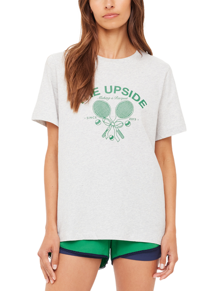 THE UPSIDE Casey Making a Racquet Cotton Jersey T-Shirt, Grey/Green, Grey/Green