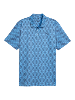 PUMA MATTR Scallop Golf Polo Shirt, Blue Mid