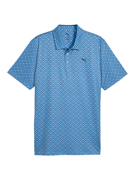 PUMA MATTR Scallop Golf Polo Shirt, Blue Mid