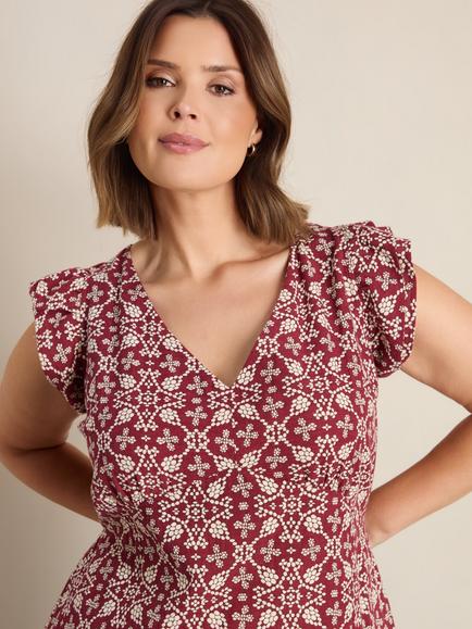 Live Unlimited V-Neck Boho Floral Maxi Dress, Red - view 2, Red