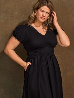 Live Unlimited V-Neck Smocked Waist Maxi Dress, Black - view 2, Black
