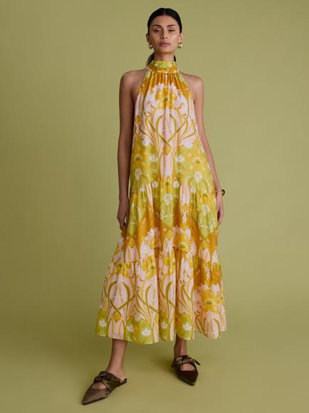 FLORERE Nouveau Paisley Midi Dress, Multi Print, Multi Print