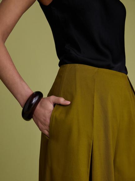 FLORERE Pleat Front Wide Leg Trousers - view 2, Khaki