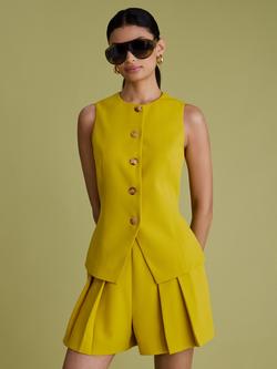 FLORERE High Rise Pleat Detail Shorts, Yellow, Yellow