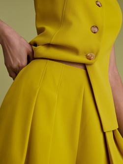 FLORERE High Rise Pleat Detail Shorts, Yellow - view 2, Yellow