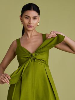 FLORERE Tie Front Sleeveless Wide Leg Jumpsuit, Green - view 2, Green