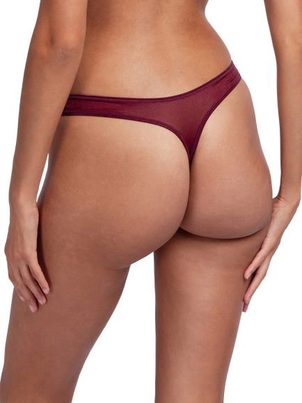 Dorina Origins Shimmer Mesh Thong, Berry Noir - view 2, Berry Noir