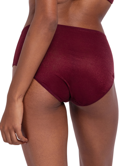 Dorina Origins Shimmer Mesh Midi Briefs, Berry Noir - view 2, Berry Noir
