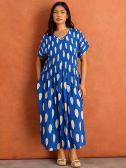 Live Unlimited Short Sleeve Spot Print Dress, Blue, Blue
