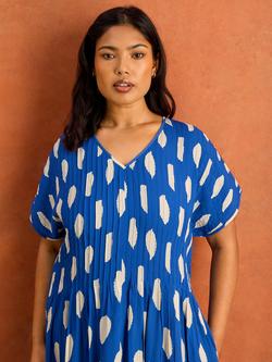 Live Unlimited Short Sleeve Spot Print Dress, Blue - view 2, Blue