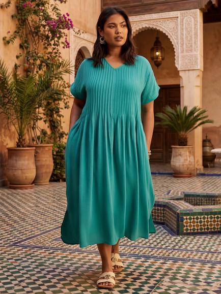 Live Unlimited Petite Pleated Midaxi Dress, Blue - view 2, Blue